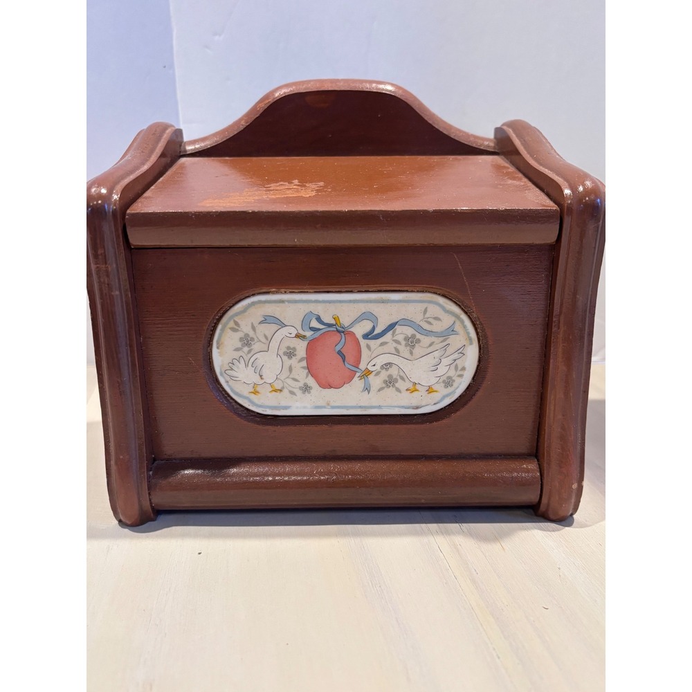 Vintage International Marmalade Geese Duck Apple Wooden Recipe Box 1980's